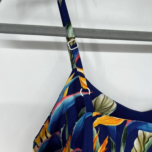 NWT Paradise Found Hawaiian Flare Mini Dress Sz S Blue Floral Print Spaghetti - Picture 6 of 9